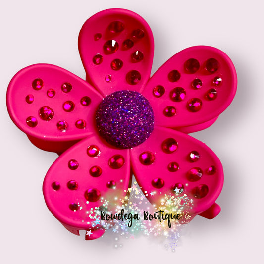 Pink & Purple Bling Large Flower Claw Clip RTS